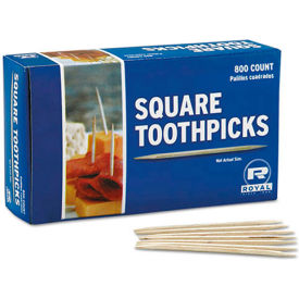 Royal RPPR820SQ Square Wood Toothpicks Natural Plain 19200/Carton RPPR820SQ