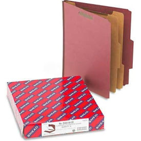 Smead® Pressboard Classification Folders Self Tab Letter Six-Section Red 10/Box 14075