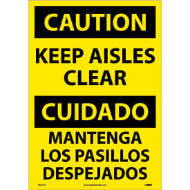 NMC™ Bilingual Vinyl Sign Caution Keep Aisles Clear 14