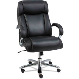 Alera® Big and Tall Leather Chair - Black/Chrome - Maxxis Series MS4419