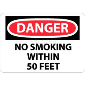 NMC D124RB OSHA Sign Danger No Smoking Within 50 Feet 10