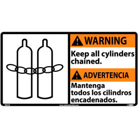 Bilingual Vinyl Sign - Warning Keep All Cylinders Chained WBA4P