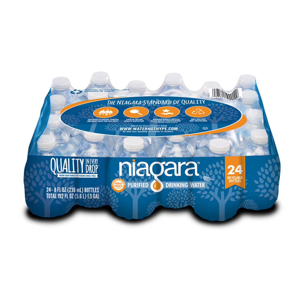Niagara Purified Drinking Water Bottles, 8 Fl Oz, Pack Of 24 Bottles (Min Order Qty 4) MPN:NDW8OZ24PDRPBN