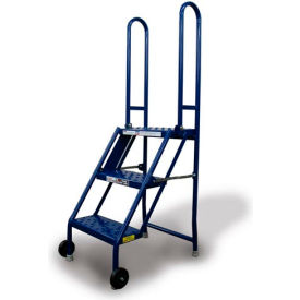 3 Step Folding Rolling Ladder Stand - Perforated Tread - KDMF103166 KDMF103166