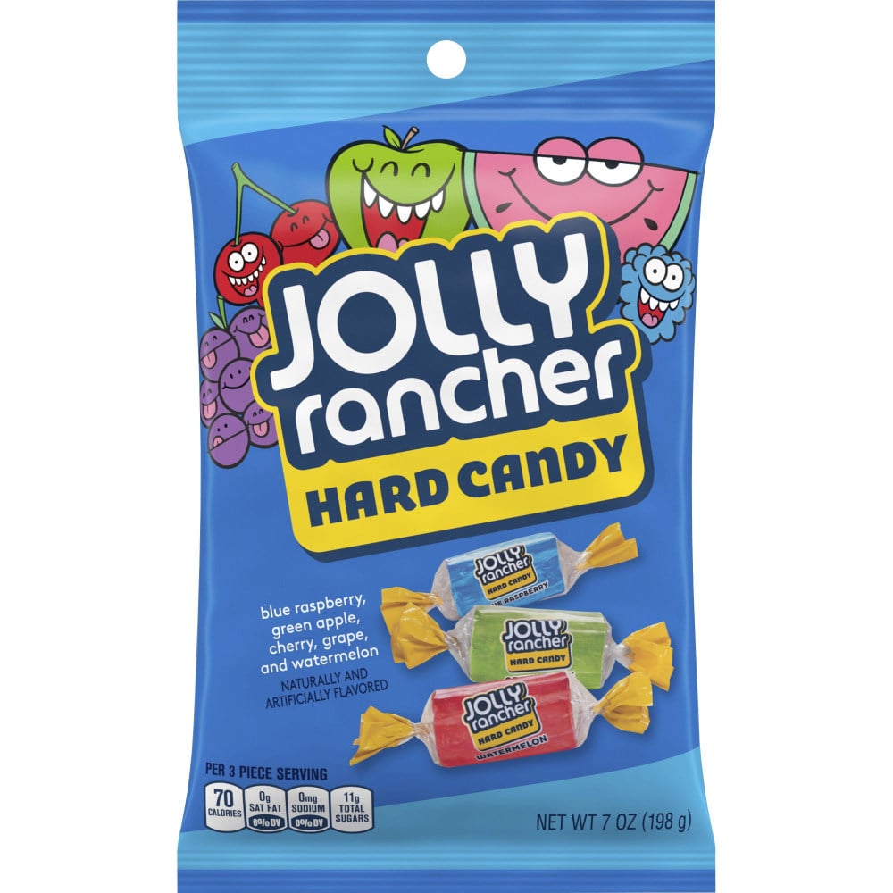 Jolly Rancher Hard Candy - Green Apple, Blue Raspberry, Cherry, Watermelon, Grape - Individually Wrapped, Trans Fat Free - 7 oz - 12 / Carton (Min Order Qty 2) MPN:70230