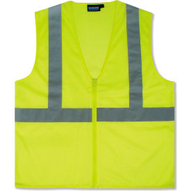 ERB® Aware Wear® S363 ANSI Class 2 Economy Mesh Safety Vest Zipper Closure 5XL Lime WEL61451HL5X