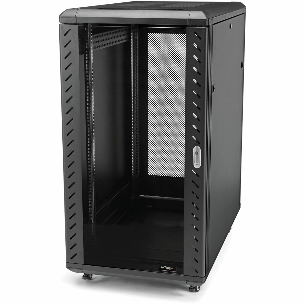 StarTech 32U 19in Server Rack Cabinet, Adjustable Depth 6-32 inch, Flat Pack, Lockable 4-Post Network/Data Rack Enclosure with Casters - 32U 19-inch server rack cabinet - 6-32in Adjustable depth MPN:RK3236BKF