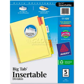 Avery® Insertable Big Tab Dividers 5-Tab 11 x 8.5 Buff Assorted Tabs 1 Set 11109