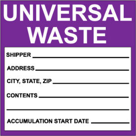 Hazardous Waste Vinyl Labels - Universal Waste HW30AP