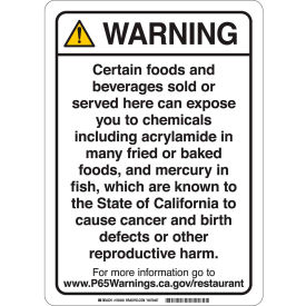 Brady® 150461 Prop 65 Regulatory Sign Restaurant 10