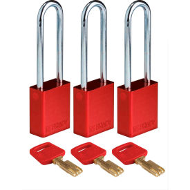 Brady® ALU-RED-76ST-KA3PK Brady SafeKey Lockout Padlock Aluminum 3