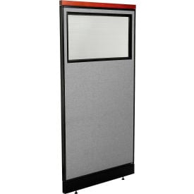 Interion® Deluxe Office Partition Panel w/Partial Window & Pass-Thru Cable 36-1/4Wx101-1/2H GRY 788DWPGY695