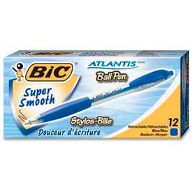 Bic® Atlantis Ballpoint Retractable Pen Medium Blue Barrel/Ink Dozen VCG11BE