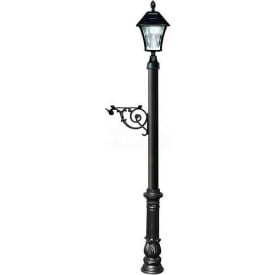 Lewiston Post w/Support Brace Decorative Ornate Base & Black Bayview Solar Lamp (No Mailbox) Black LPST-700-SL-BL