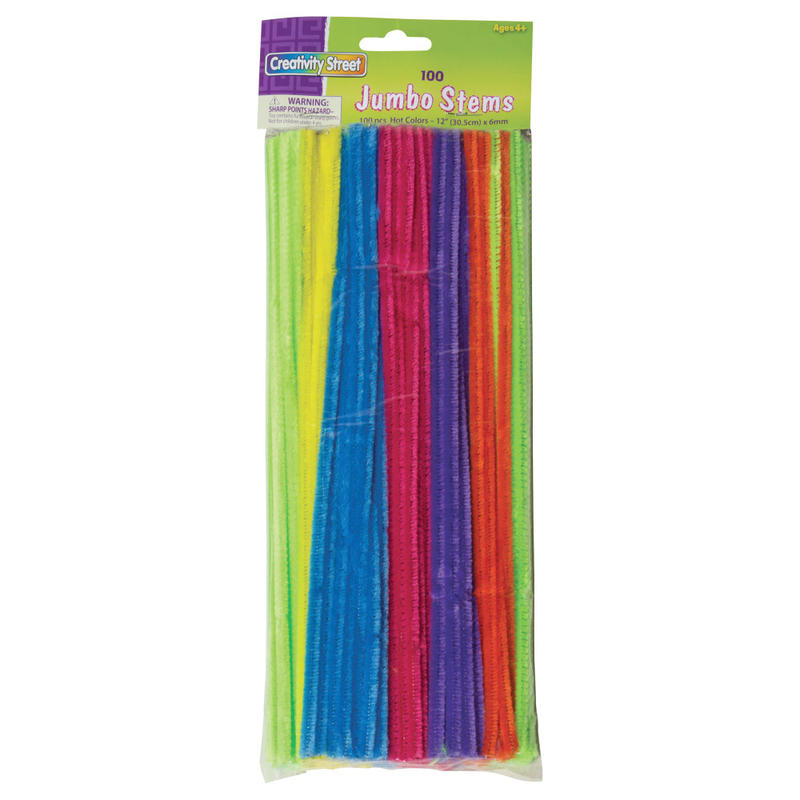 Creativity Street Jumbo Chenille Pipe Cleaners, 12in 1/4in, Neon, Pack of 100 (Min Order Qty 26) MPN:711004