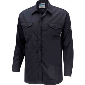 Oberon™ Men's Flame Resistant Button-Up Safety Shirt Cotton/Nylon 4XL Navy Blue ZFI509-4XL
