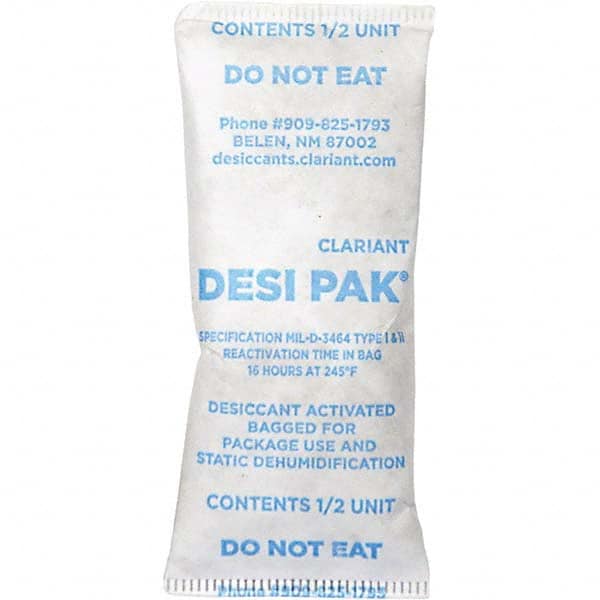 Desiccant Packets, Material: Clay , Packet Size: 1/2 oz , Container Type: Pail , Area Protected: 0.42ft3 , Number of Packs per Container: 550  MPN:D1/2UCT