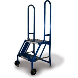 2 Step Folding Rolling Ladder Stand - Perforated Tread - KDMF102166 KDMF102166