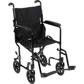 Lightweight Aluminum Transport Wheelchair Black Frame 19