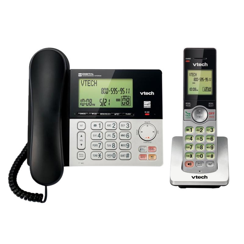 VTech CS6949 DECT 6.0 Standard Phone - Black, Silver - 1 x Phone Line - Speakerphone - Answering Machine - Hearing Aid Compatible MPN:CS6949