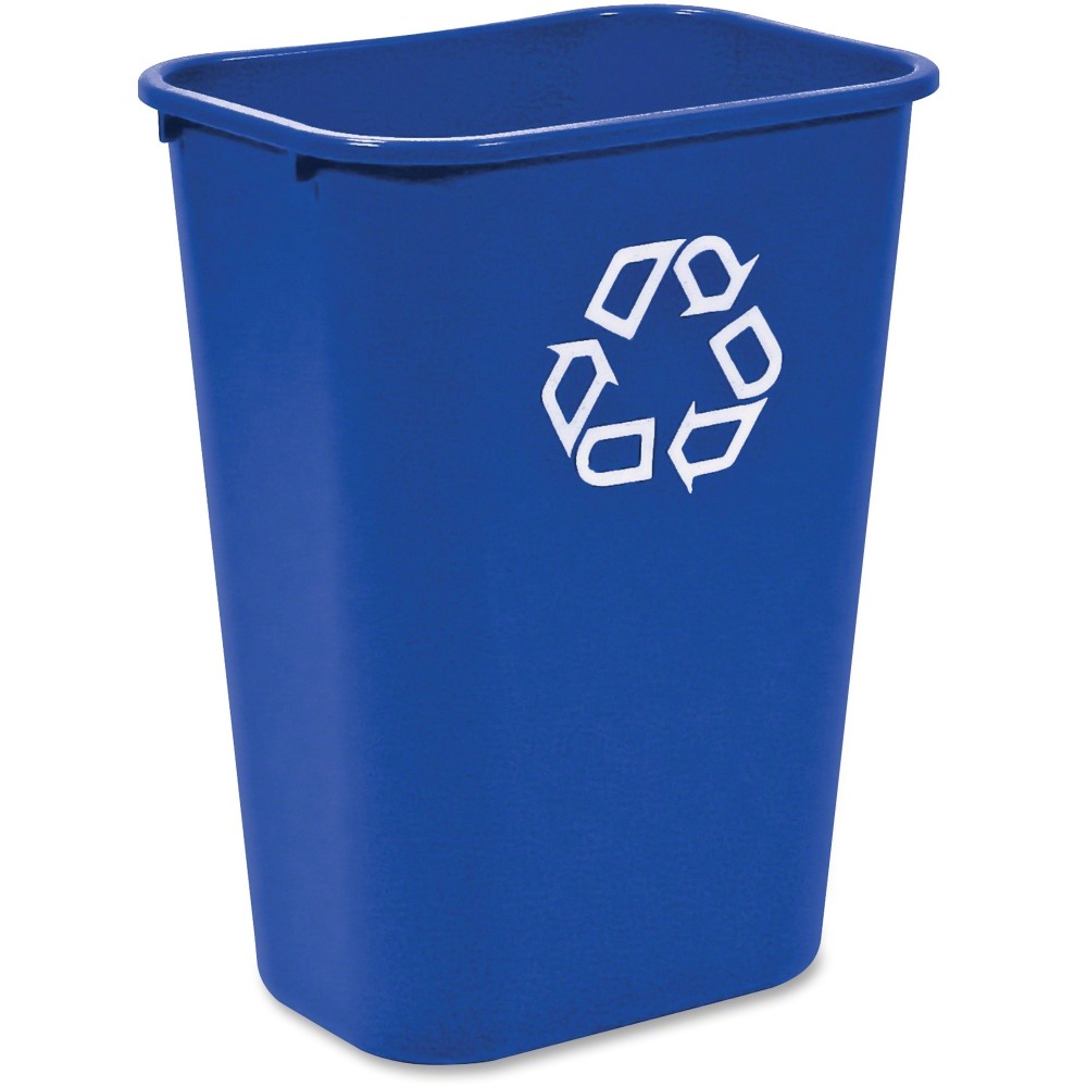 Rubbermaid Commercial Large Recycling Wastebasket - 10.31 gal Capacity - Rectangular - Sturdy - 19.9in x 11in- Plastic - Blue - 12 / Carton MPN:295773BLUECT