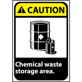 Caution Sign 14x10 Rigid Plastic - Chemical Waste Storage Area CGA21RB