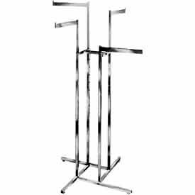 4-Way w/ Straight Arms (K13) Garment Rack- Square Tubing - Chrome K13