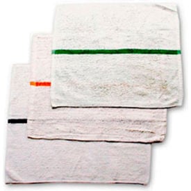 Striped Bar Towel 16X19 White W/Gold Stripe - Pack of 12 700BRT-GLS