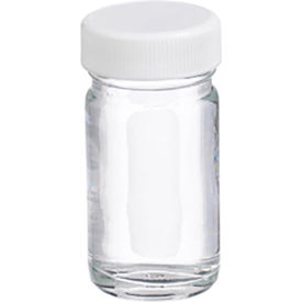 Wheaton® 1 oz Bottles Wide Mouth Round Clear 33-400 PTFE Lined Caps Case of 48 W217000