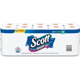 Scott® 1000 Bathroom Tissue Septic Safe 1-Ply White 1000 Sheets/Roll 20 Rolls/Pack 20032