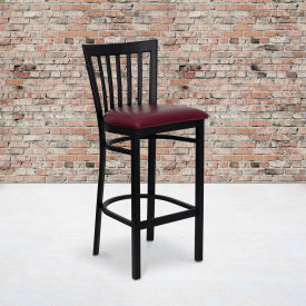 Flash Furniture School House Back Metal Restaurant Barstool - Burgundy Vinyl Seat - HERCULES Series DG6R8BSCH-BAR-BURV-GGXU-