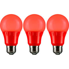 Sunlite® LED A19 Colored Light Bulb E26 Base 3W 100 Lumens Red Pack of 3 40454-SU
