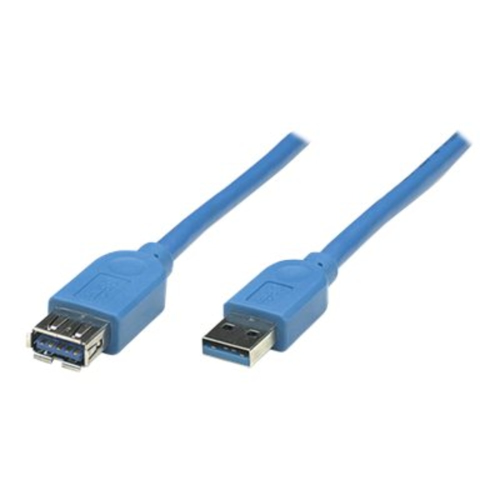Manhattan USB-A to USB-A Extension Cable, 3m, Male to Female, 5 Gbps (USB 3.2 Gen1 aka USB 3.0), SuperSpeed USB, Blue, Lifetime Warranty, Polybag - USB extension cable - USB Type A (M) to USB Type A (F) - USB 3.0 - 10 ft - gold flashe (Min Order Qty 9) MP