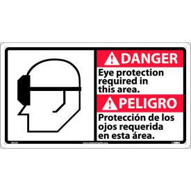 NMC™ Bilingual Plastic Sign Danger Eye Protection Required In This Area 18