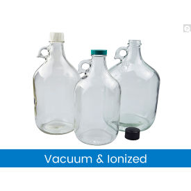 Qorpak® 64oz Clear Jug w/38-400 Black Phenolic Pulp/Vinyl Cap Vacuum 6PK GLC-01422