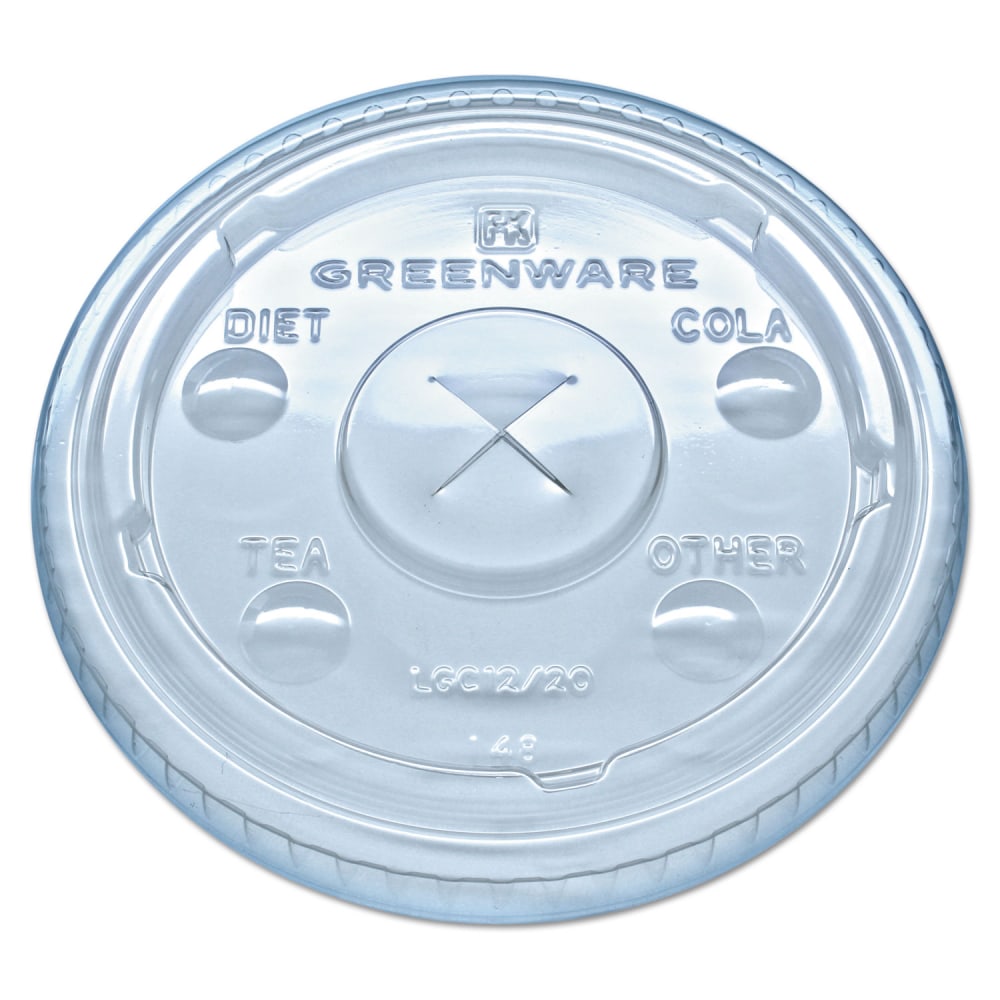 Fabri-Kal Greenware Cold Drink Cup Lids, Fits 9-, 12- And 20-Oz Cups, Clear, Carton Of 1, 000 Lids MPN:LGC12/20