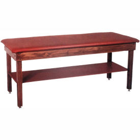 Wooden Treatment Table with Shelf Blue Upholstery Natural Frame 78