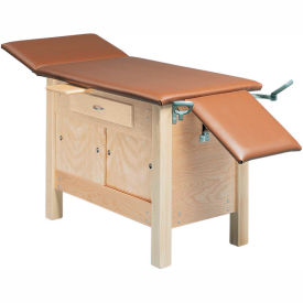 Wooden Exam Table with Enclosed Cabinet Drawer and Sliding Doors 3-Section 72
