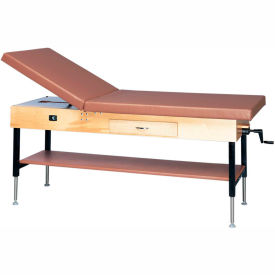 Manual Hi-Low Upholstered Treatment Table with Shelf and Drawer 78