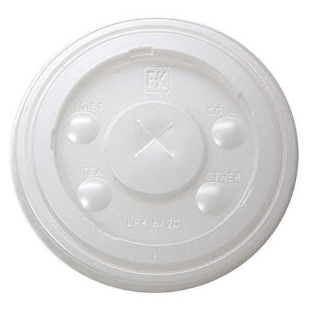 Lid for 16, 20 oz. Cold Cup, Flat, Identification Buttons, Straw Slot, Translucent, Pk1000 MPN:LRK16/20