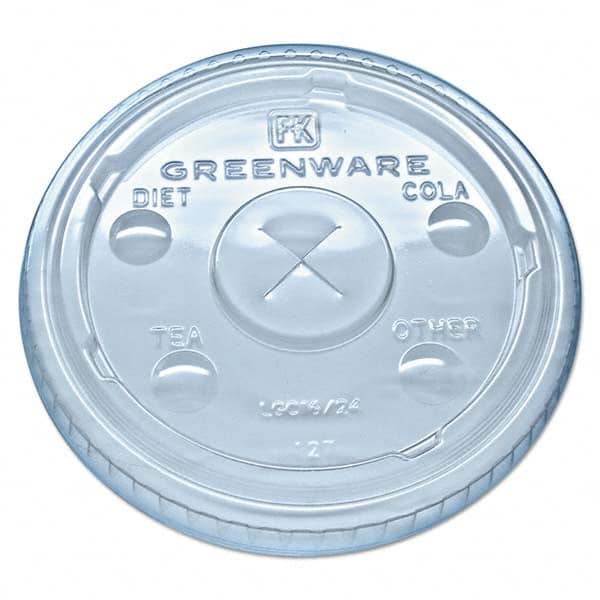 Greenware Cold Drink Lids, Fits 16-18, 24 oz Cups, X-Slot, Clear, 1000/Carton MPN:FABLGC1624