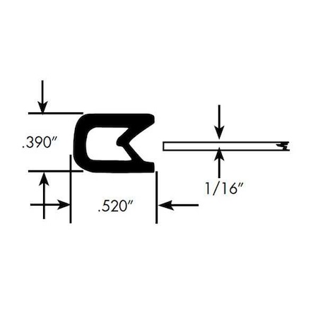 Edge Trim, PVC, 50 ft Length, 3/8 in Overall Width, Style: Edge Trim MPN:0315-50