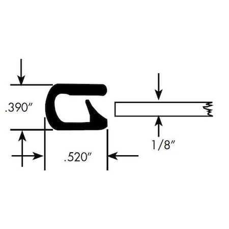 Edge Trim, PVC, 50 ft Length, 3/8 in Overall Width, Style: Edge Trim MPN:0325-100