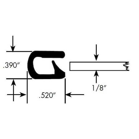 Edge Trim, PVC, 50 ft Length, 3/8 in Overall Width, Style: Edge Trim MPN:0334-50