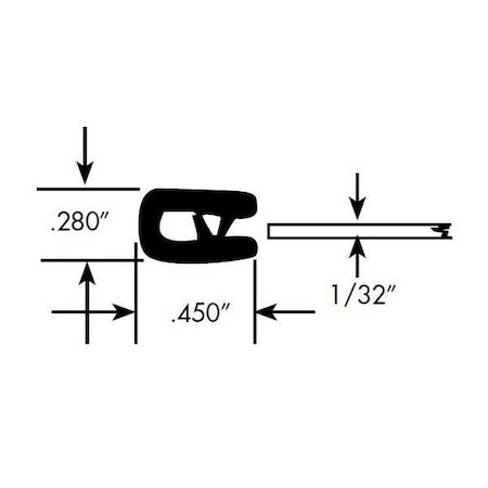 Edge Trim, PVC, 50 ft Length, 1/4 in Overall Width, Style: Edge Trim MPN:0341-50