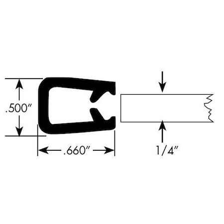 Edge Trim, PVC, 10 ft Length, 1/2 in Overall Width, Style: Edge Trim MPN:0343-10