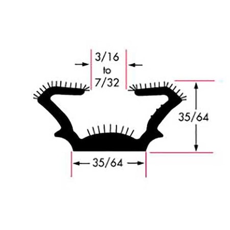 Edge Trim, EPDM, 8 ft Length, 9/16 in Overall Width, Style: Window Channel MPN:0458-8