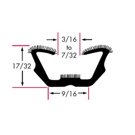Edge Trim, EPDM, 8 ft Length, 9/16 in Overall Width, Style: Window Channel MPN:0634-8