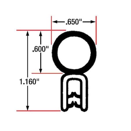 Trim Seal, EPDM, 10 ft Length, 5/8 in Overall Width, Style: Top Bulb MPN:1359-10