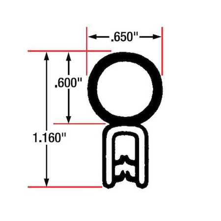 Trim Seal, EPDM, 10 ft Length, 5/8 in Overall Width, Style: Top Bulb MPN:1360-10